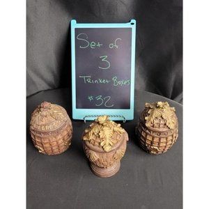 Tradewind Bay Decorative Egg Shaped Trinket Boxes - SET of 3